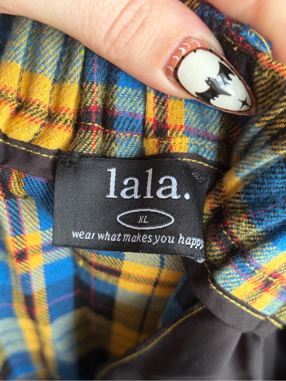 Dressed in LALA Yellow & Blue Plaid Wide-Leg Pants - Picture 4 of 5